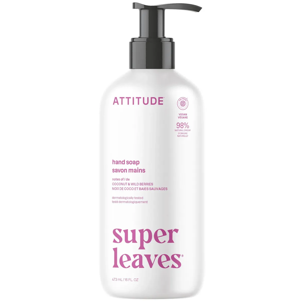 Рідке мило для рук "Кокос та лісові ягоди" Attitude Super leaves Coconut & Wild Berries 473 мл