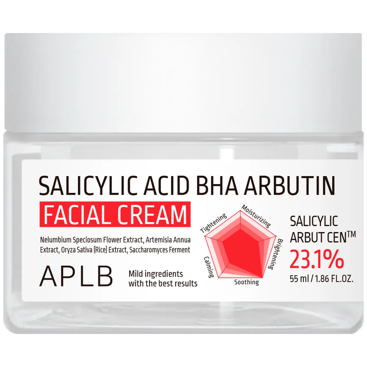 Крем для проблемної шкіри з саліциловою кислотою, BHA та арбутином APLB Salicylic Acid BHA Arbutin Facial Cream 55 мл