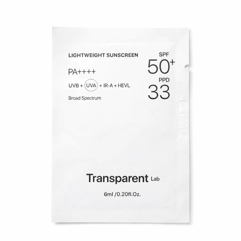 Легкий сонцезахисний крем Transparent Lab Lightweight Sunscreen SPF50+ 6 мл, Саше (пробник)