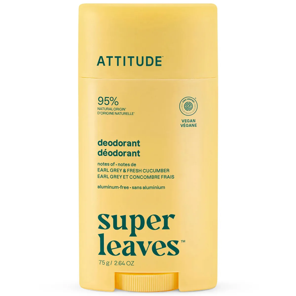 Дезодорант "Ерл грей та Свіжий огірок" Super leaves Attitude Deodorant Aluminum-free Earl Grey & Fresh Cucumber 75 мл