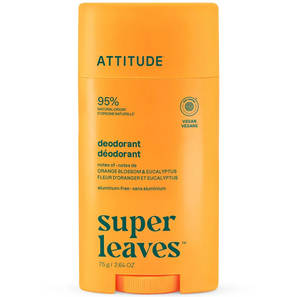 Дезодорант „Квітка апельсина та Евкаліпт“ Super leaves Attitude Deodorant Aluminum-free Orange Blossom & Eucalyptus 75 мл