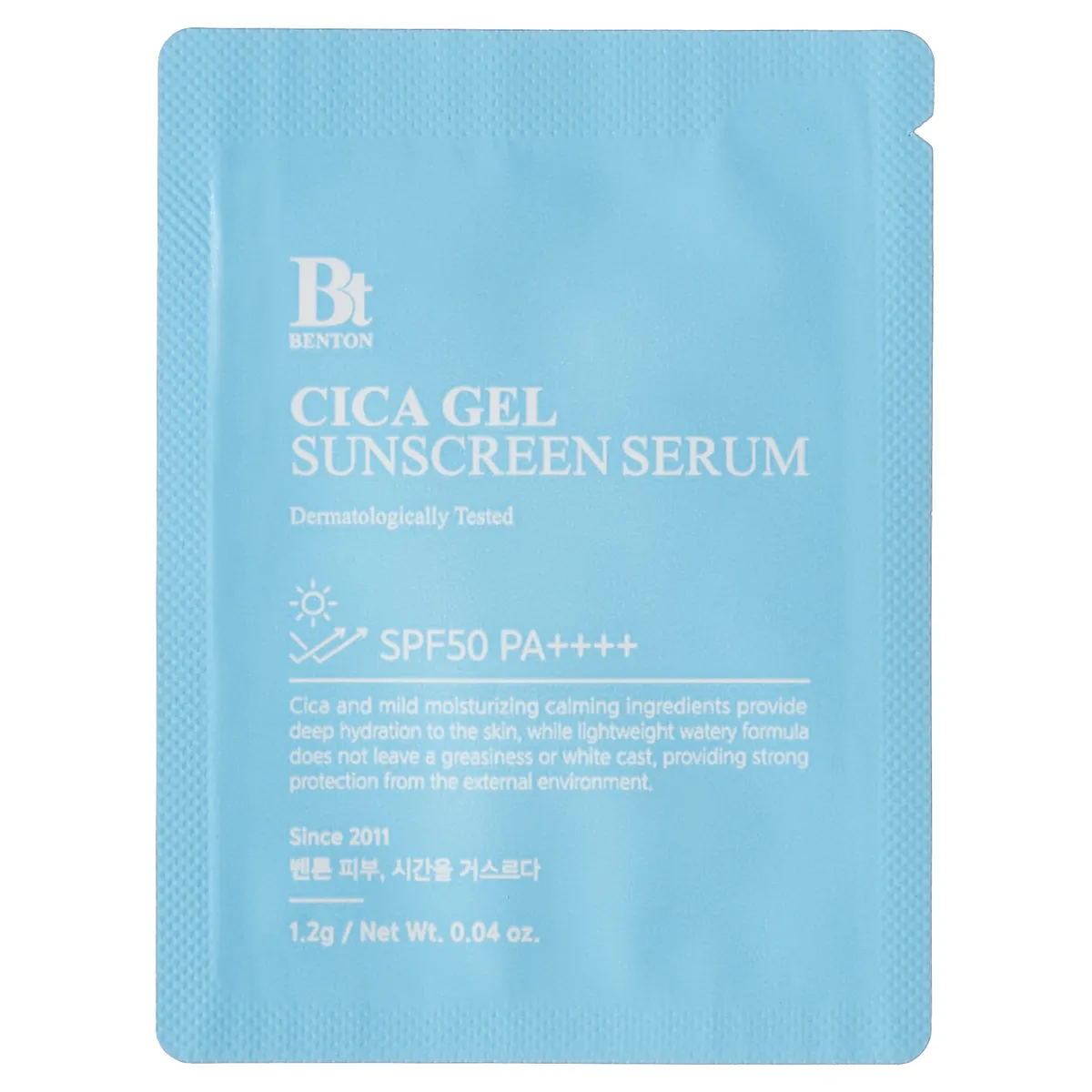 Зволожувальна сонцезахисна крем-сироватка з центелою Benton CICA Gel Sunscreen Serum SPF50 PA++++ 1.2 г