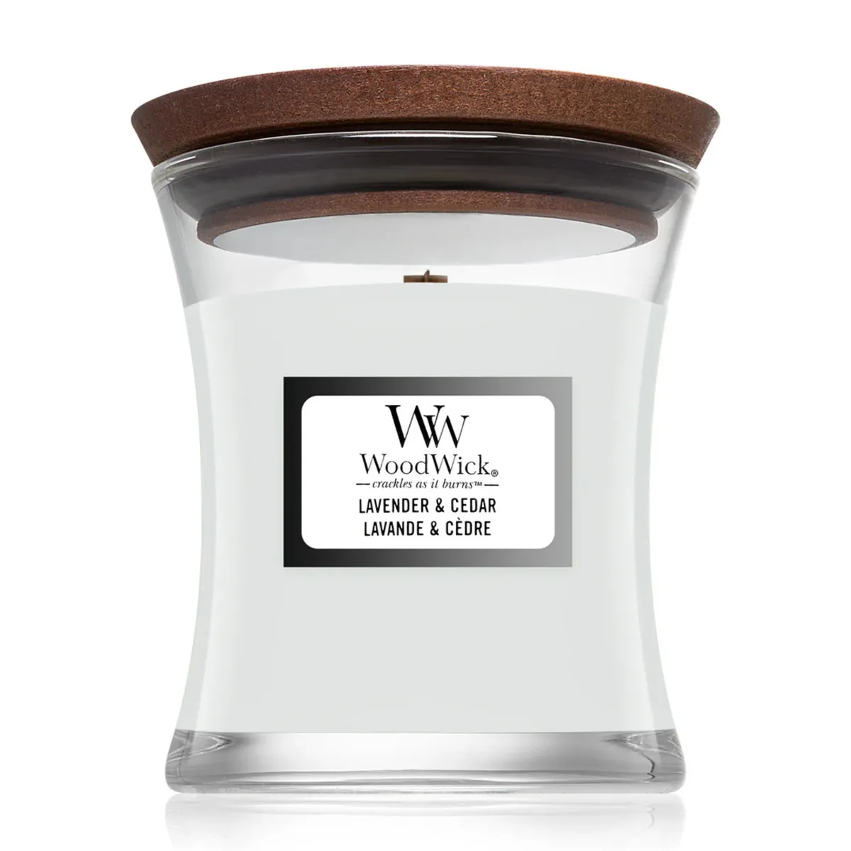 Ароматична свічка з ароматом кипариса, перцю і лимону Woodwick Lavender & Cedar 85 г