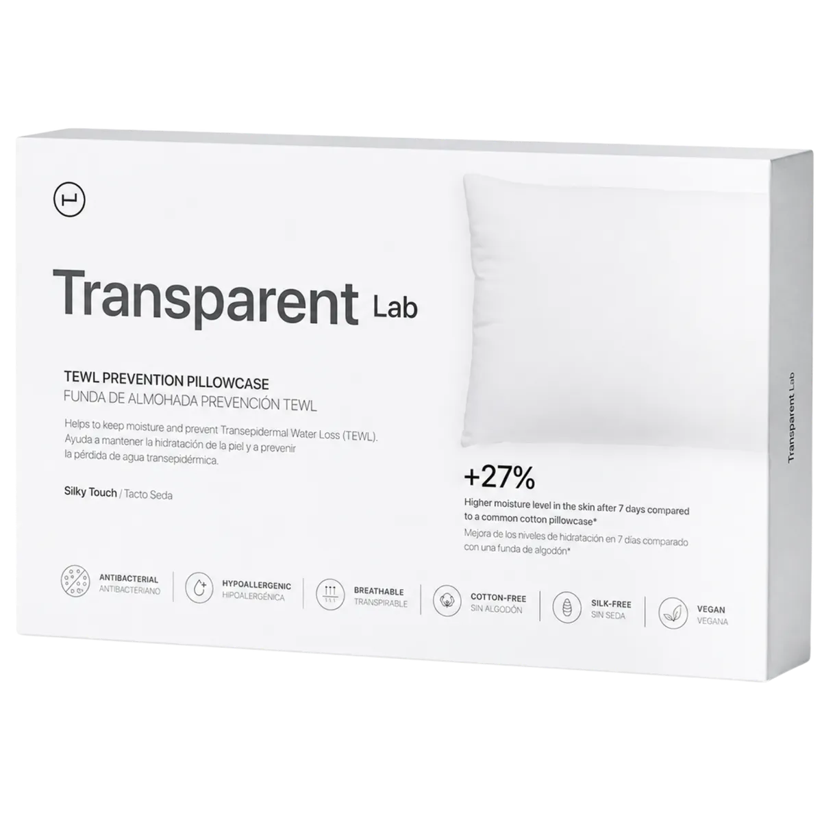 Наволочка із зволожувальними та антивіковими властивостями Transparent Lab Pillowcase King Size 50 × 90 Повнорозмірний, 50 x 90 см