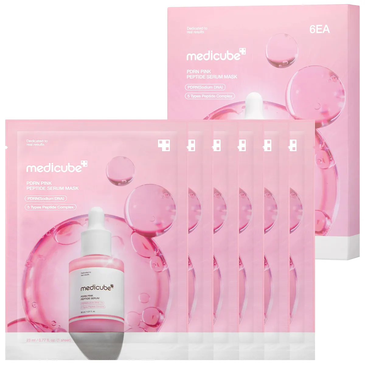 Тканинна маска для обличчя з PDRN та пептидами Medicube PDRN Pink Peptide Serum Mask 23 мл* 6 шт