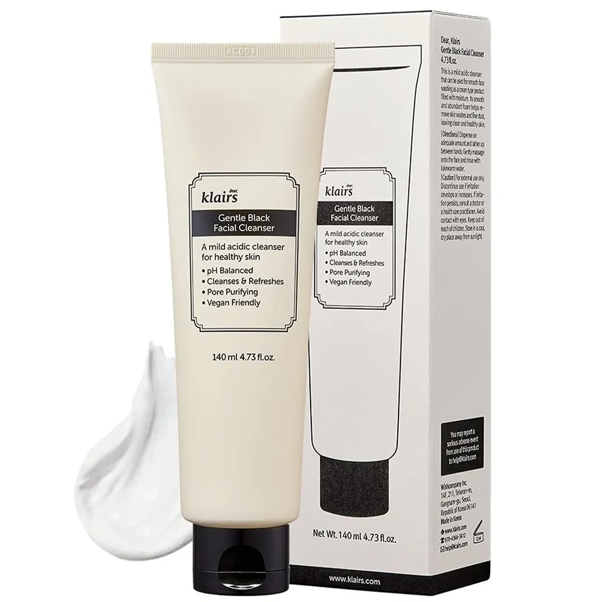 Засіб для делікатного очищення обличчя Dear, Klairs Gentle Black Facial Cleanser 140 мл