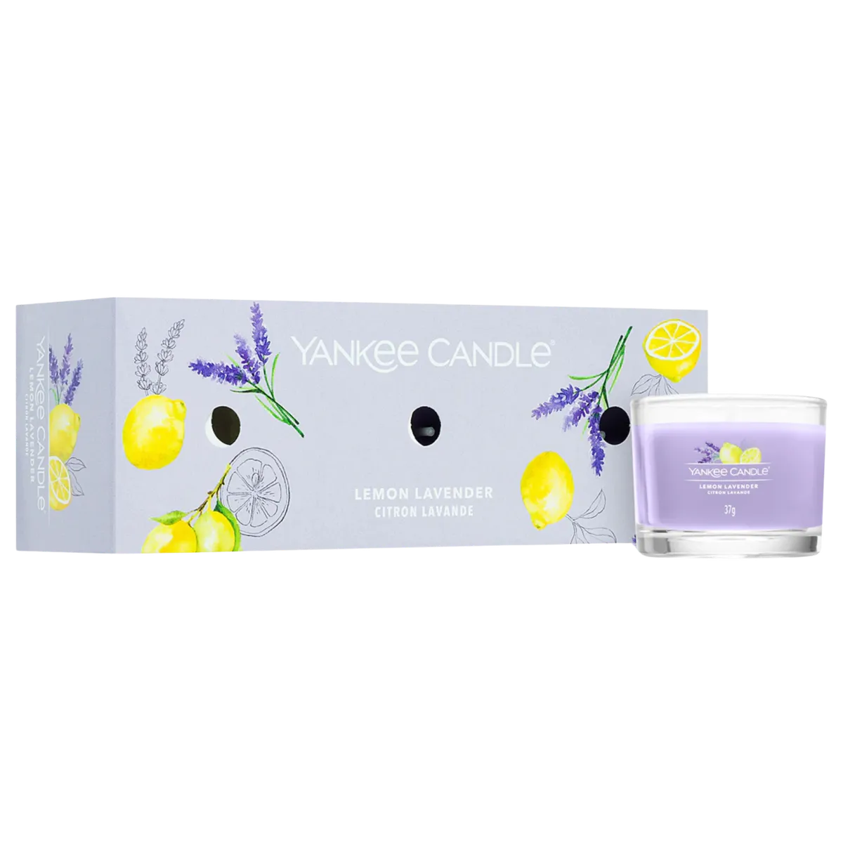 Подарунковий набір із 3 свічок "Лимонна Лаванда" Lemon Lavender Yankee Candle 3 шт * 37 г