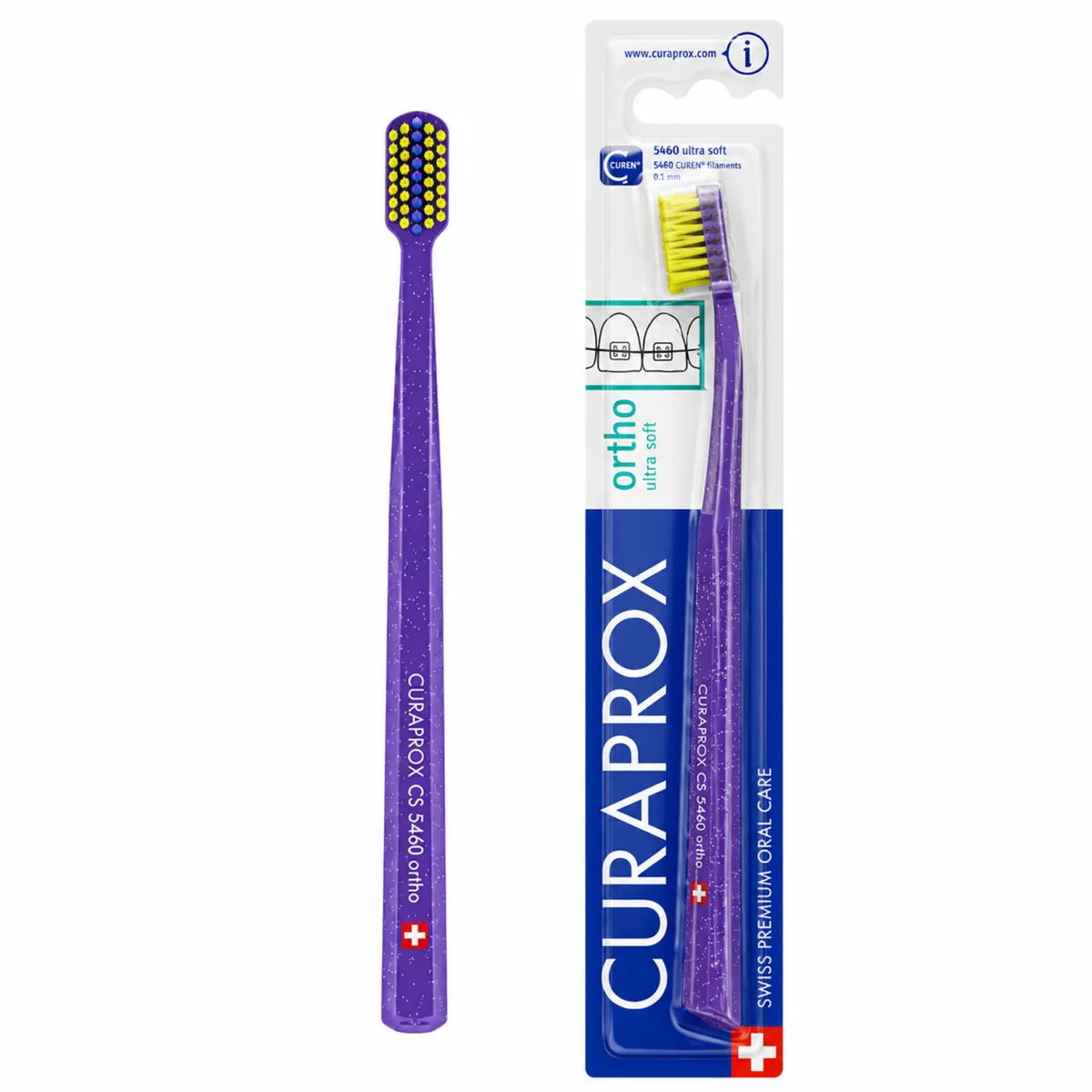 Зубна щітка ортодонтична Curaprox Ortho CS 5460 Ultra Soft Фіолетовий - салатовий