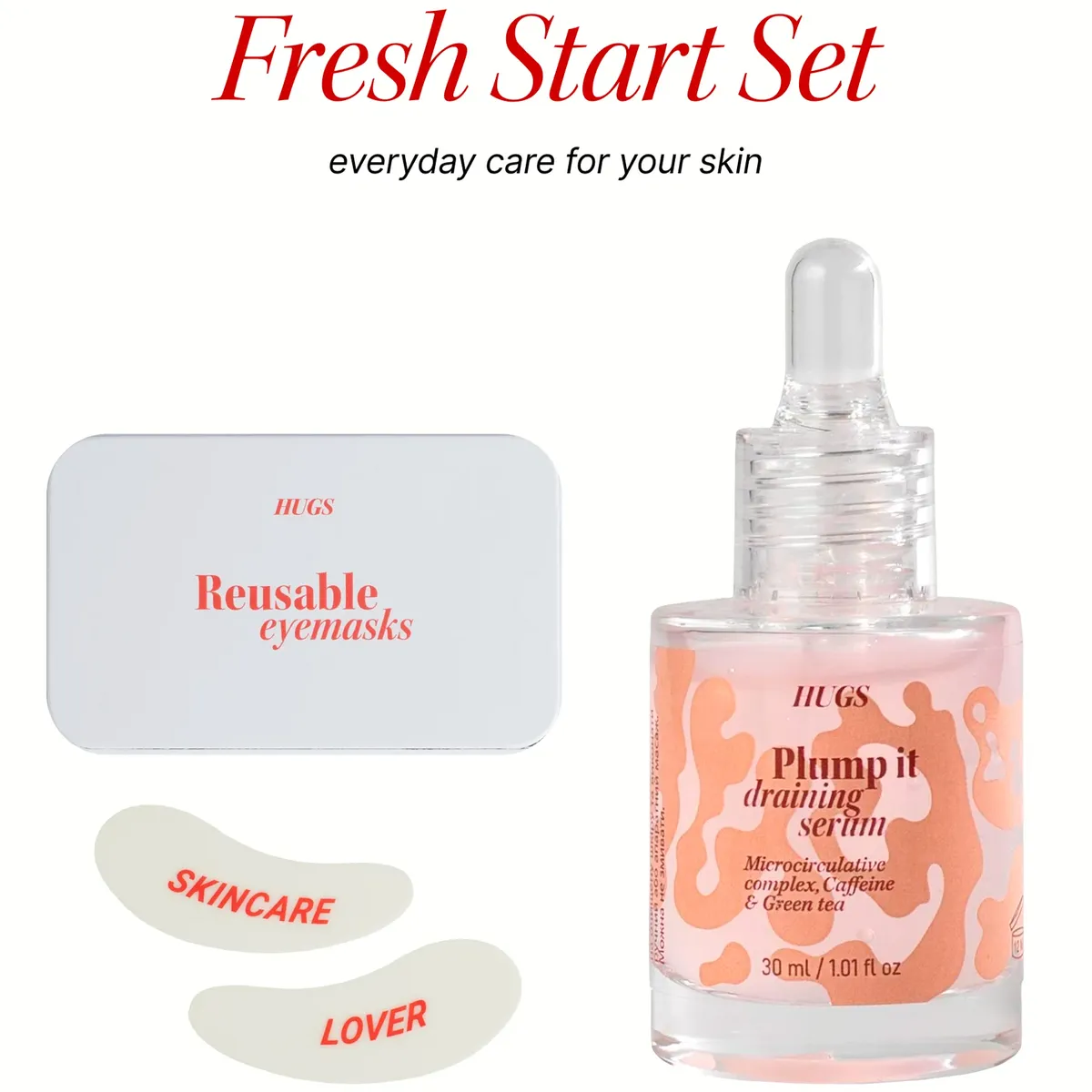 Масажна сироватка + багаторазові патчі Hugs Fresh Start Set 2 в 1