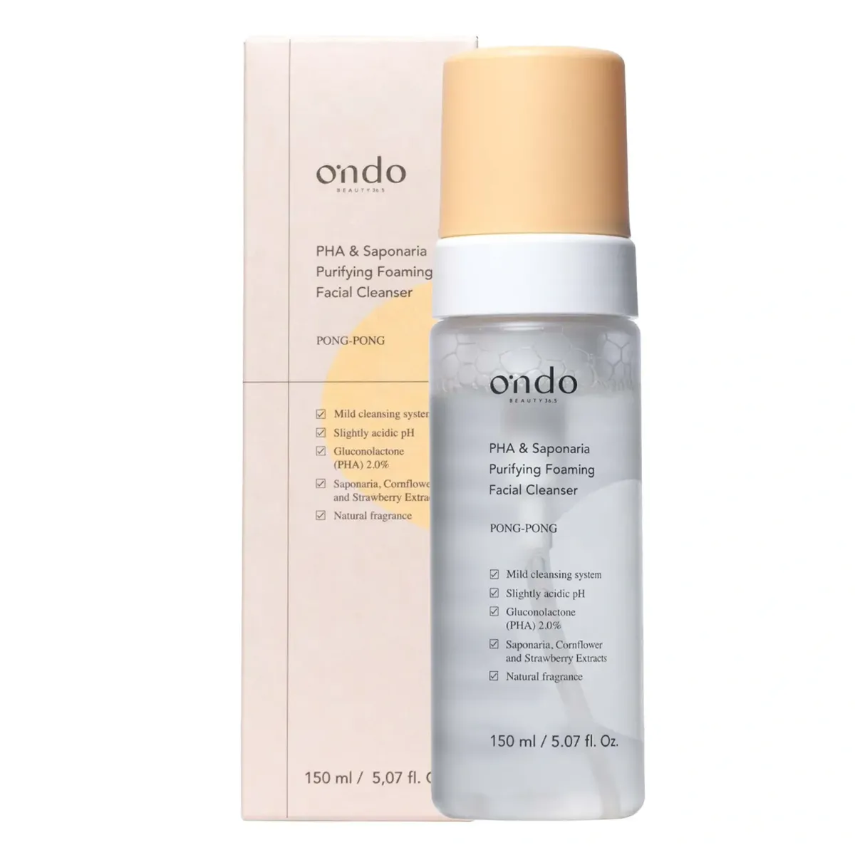 М’яка пінка для вмивання з глюконолактоновою кислотою та сапонарією Ondo Beauty 36.5 pHA & Saponaria Purifying Foaming Facial Cleanser 150 мл