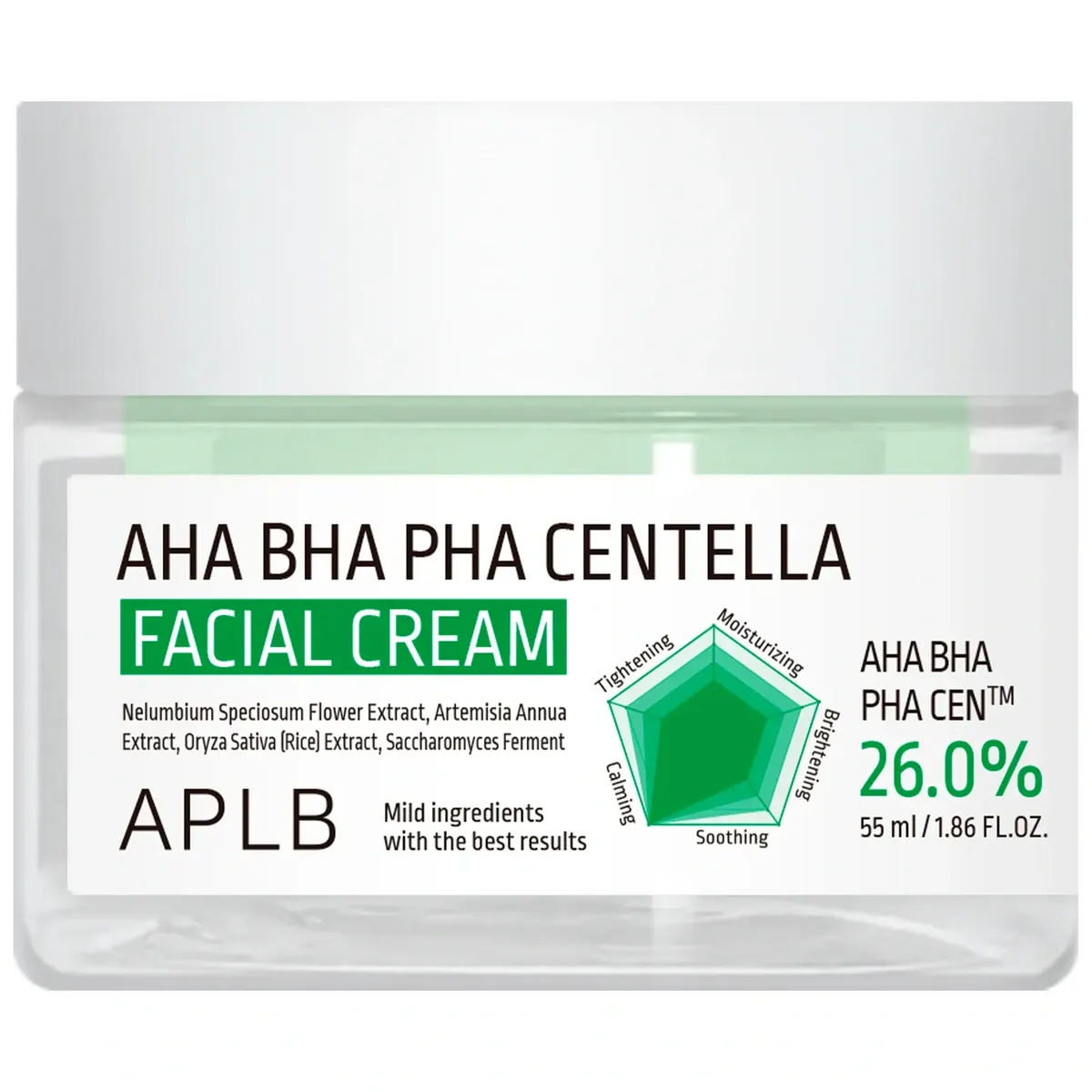 Крем для проблемної шкіри з AHA, BHA, pHA та центелою азіатською APLB AHA BHA pHA Centella Facial Cream 55 мл