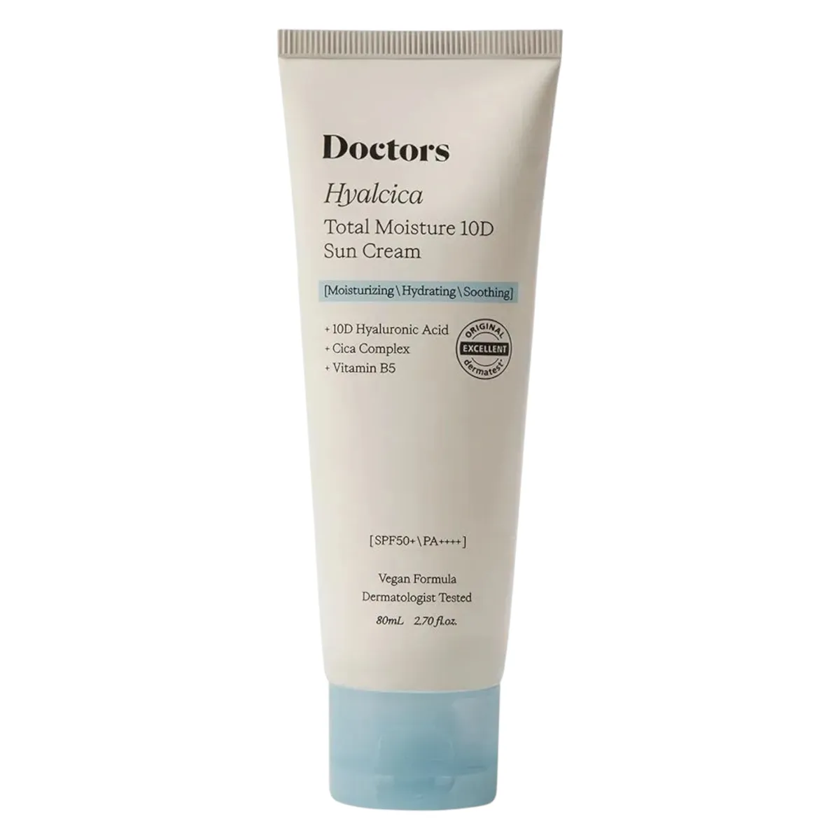 Сонцезахисний крем з 10 формами гіалуронової кислоти та центелою Doctors Hyalcica Total Moisture 10 D Sun Cream 80 мл